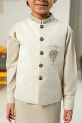 Ivory Hand Embroidered Waistcoat Suit KD - 24