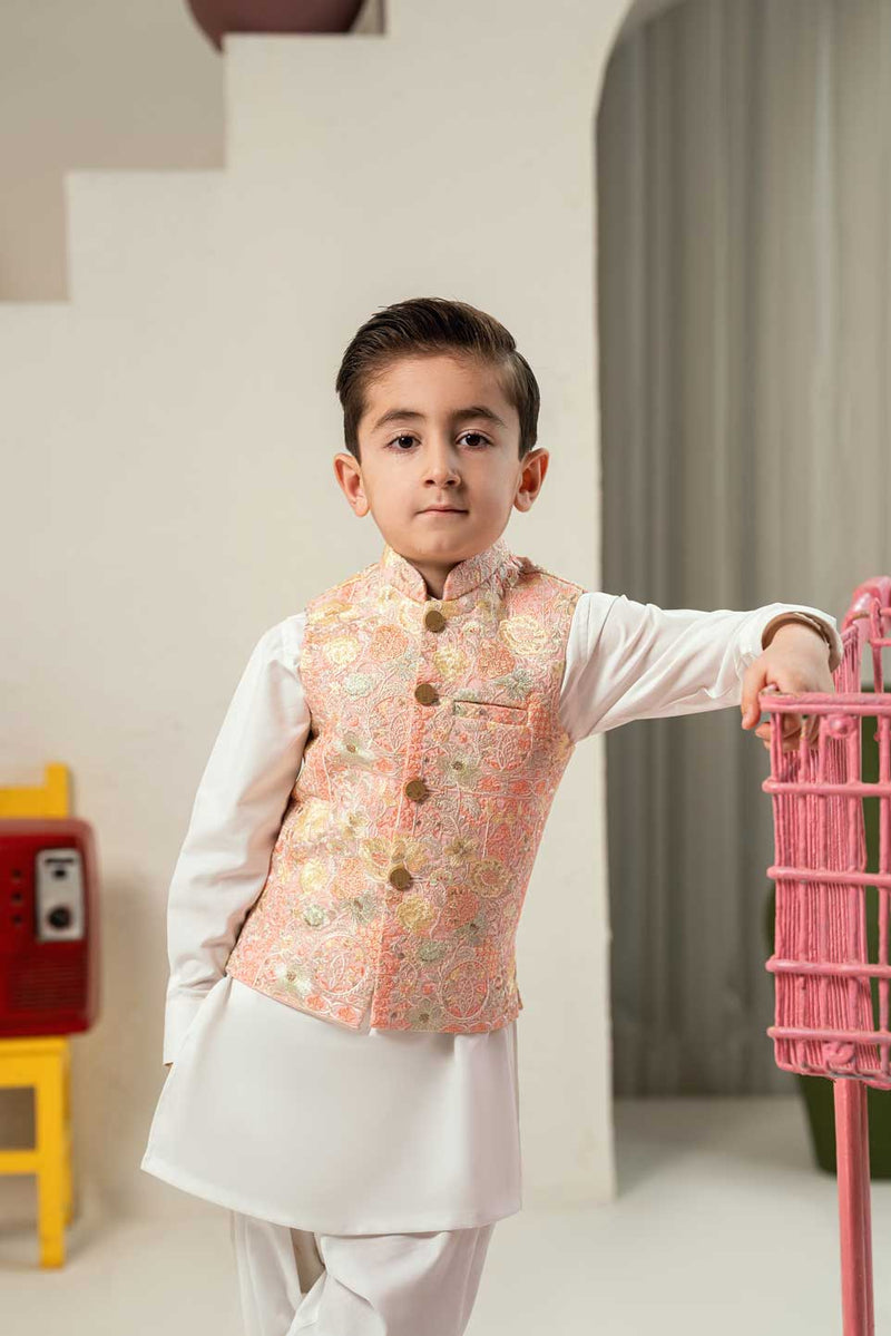 Light Pink Embroidered Waistcoat Suit KD - 26