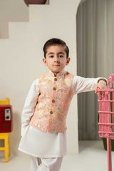Light Pink Embroidered Waistcoat Suit KD - 26