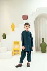 Teal Blue Embroidered Kameez Shalwar KD - 32