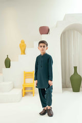 Teal Blue Embroidered Kameez Shalwar KD - 32