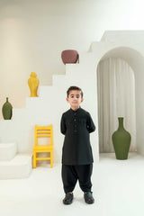 Black Double Pocket Kameez Shalwar KD - 35