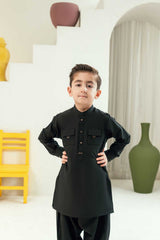 Black Double Pocket Kameez Shalwar KD - 35