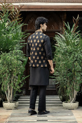 Black Gold Embroidered Waistcoat W-2992
