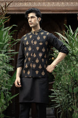 Black Gold Embroidered Waistcoat W-2992