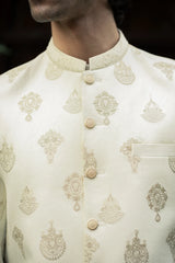 White Gold Embroidered Prince Coat PC-587