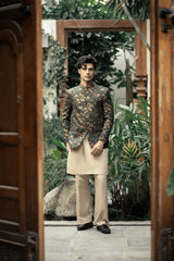 Bottle Green Embroidered Prince Coat PC-586