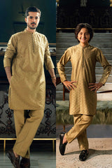 Golden Embroidered Kurta Trouser ( FD-5074 & K-3724 )