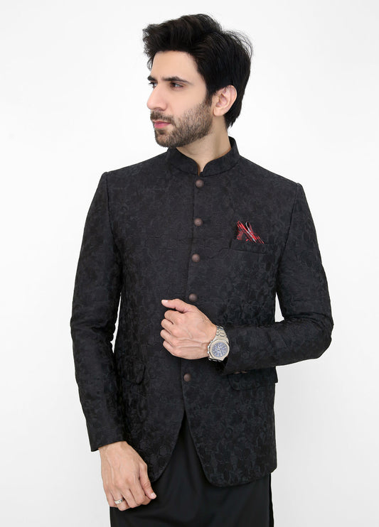 Embroidered Prince Coat - Black