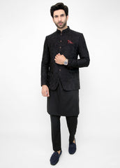 Embroidered Prince Coat - Black