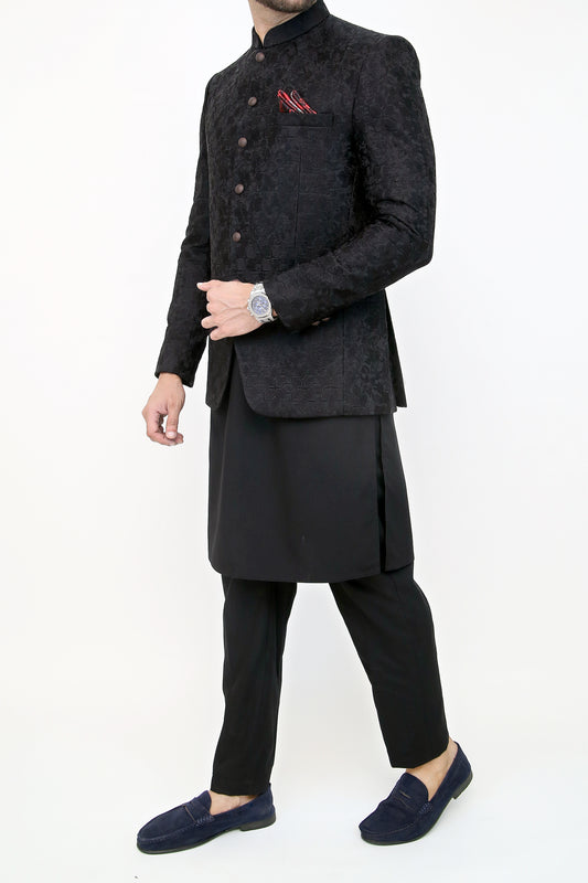 Embroidered Prince Coat - Black