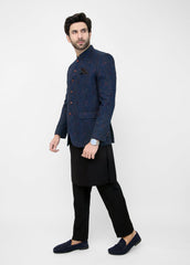 Embroidered Prince Coat - Navy Blue