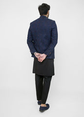 Embroidered Prince Coat - Navy Blue