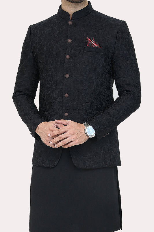 Embroidered Prince Coat - Black