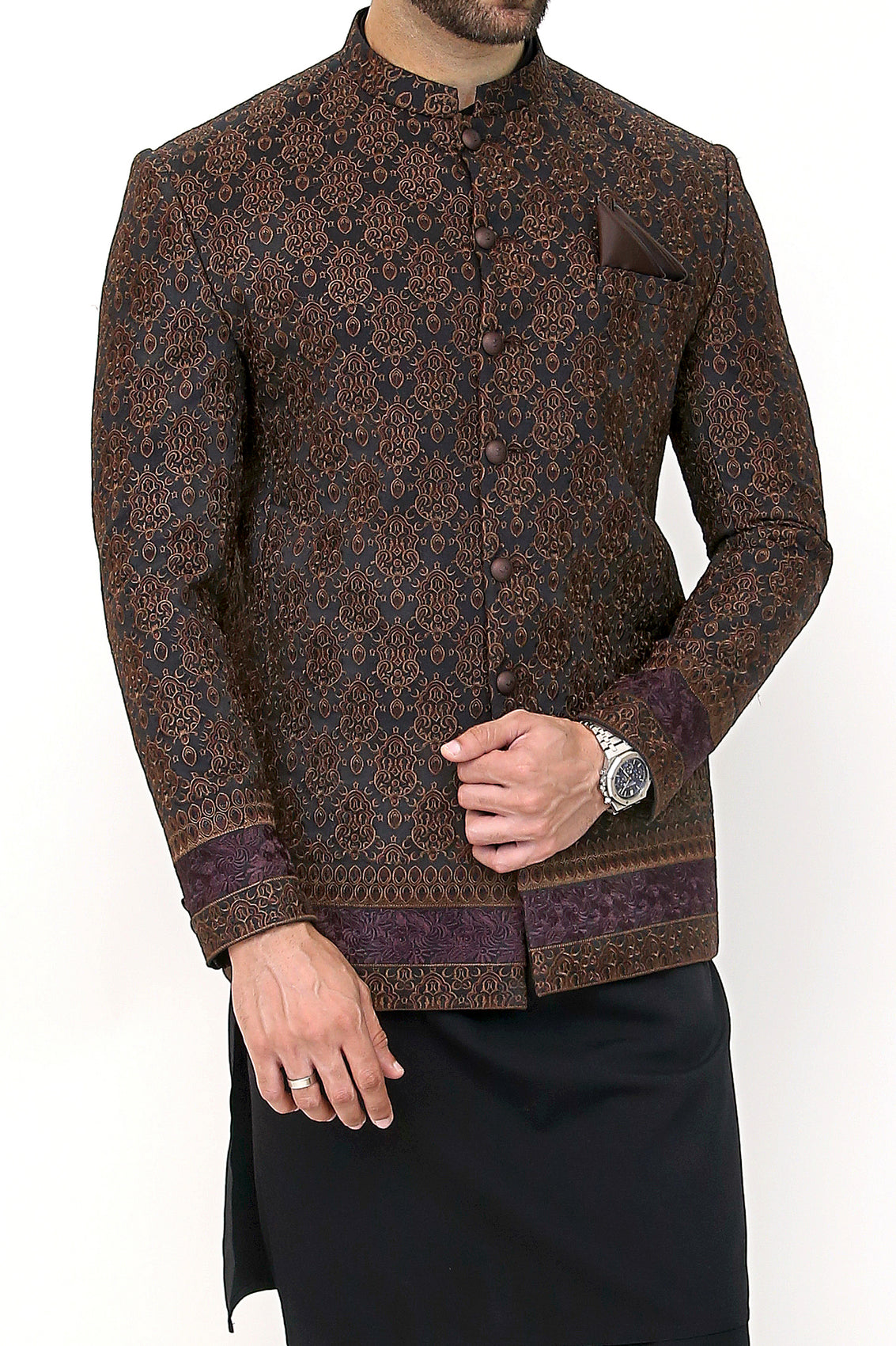 Brown embroidered coat
