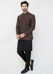 Embroidered Prince Coat - Brown