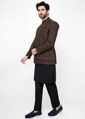 Embroidered Prince Coat - Brown