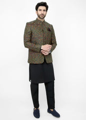 Embroidered Prince Coat - Green