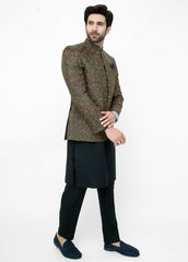 Embroidered Prince Coat - Green