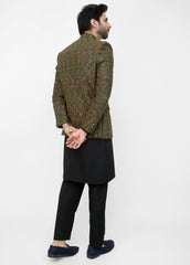 Embroidered Prince Coat - Green