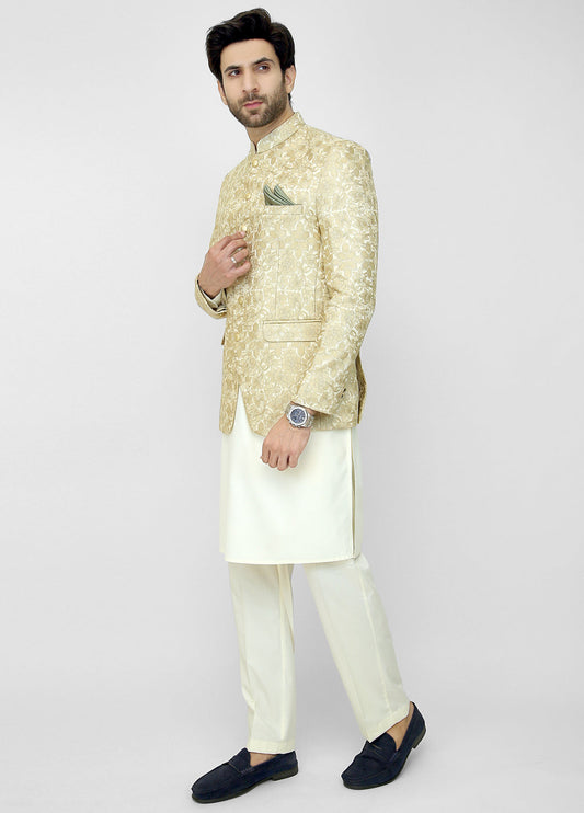 Embroidered Prince Coat - Cream