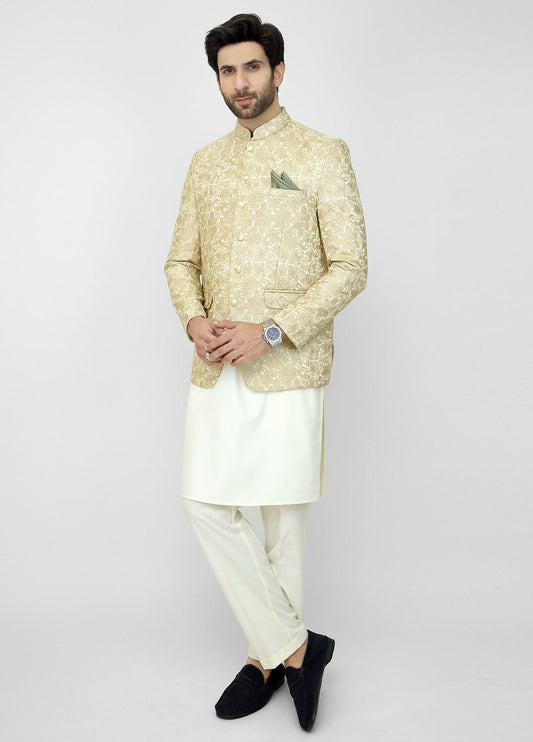 Embroidered Prince Coat - Cream