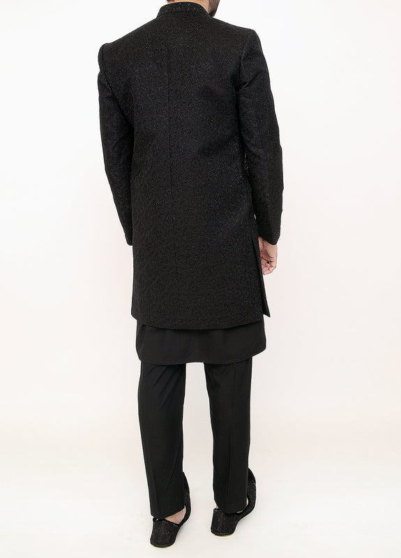 Embroidered Black Sherwani
