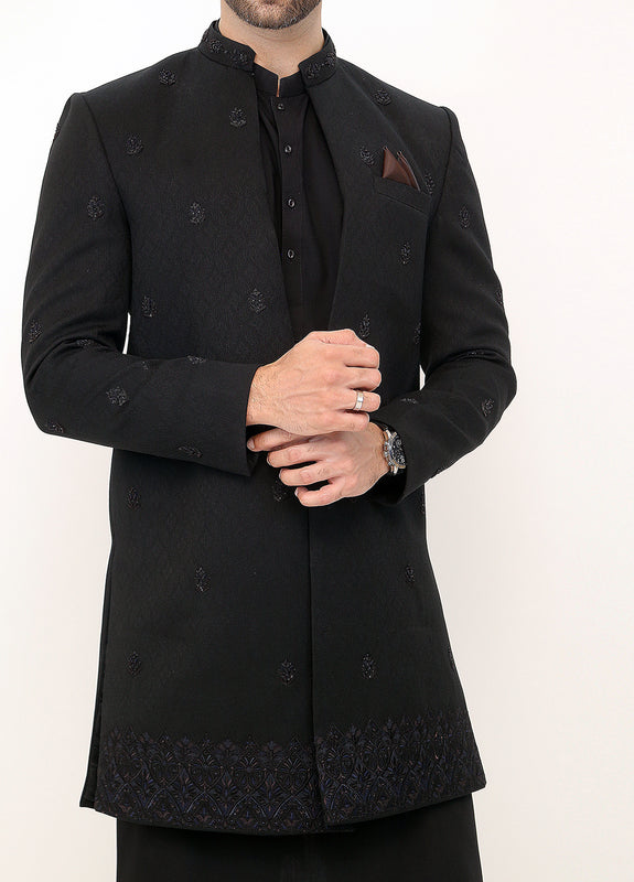 Black Embroidery Sherwani
