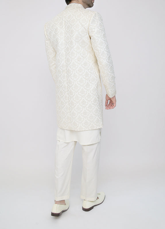 Embroidered Cream Sherwani
