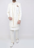 Front Open Off-White Sherwani
