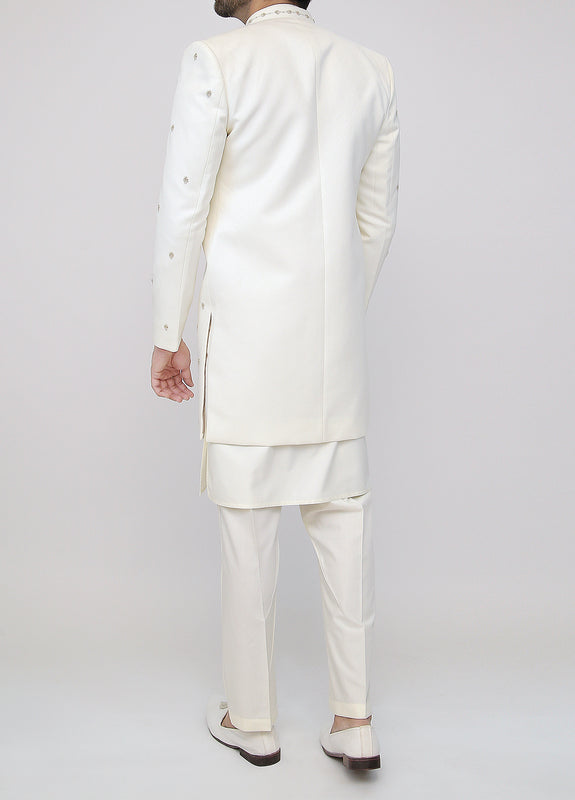 Front Open Off-White Sherwani
