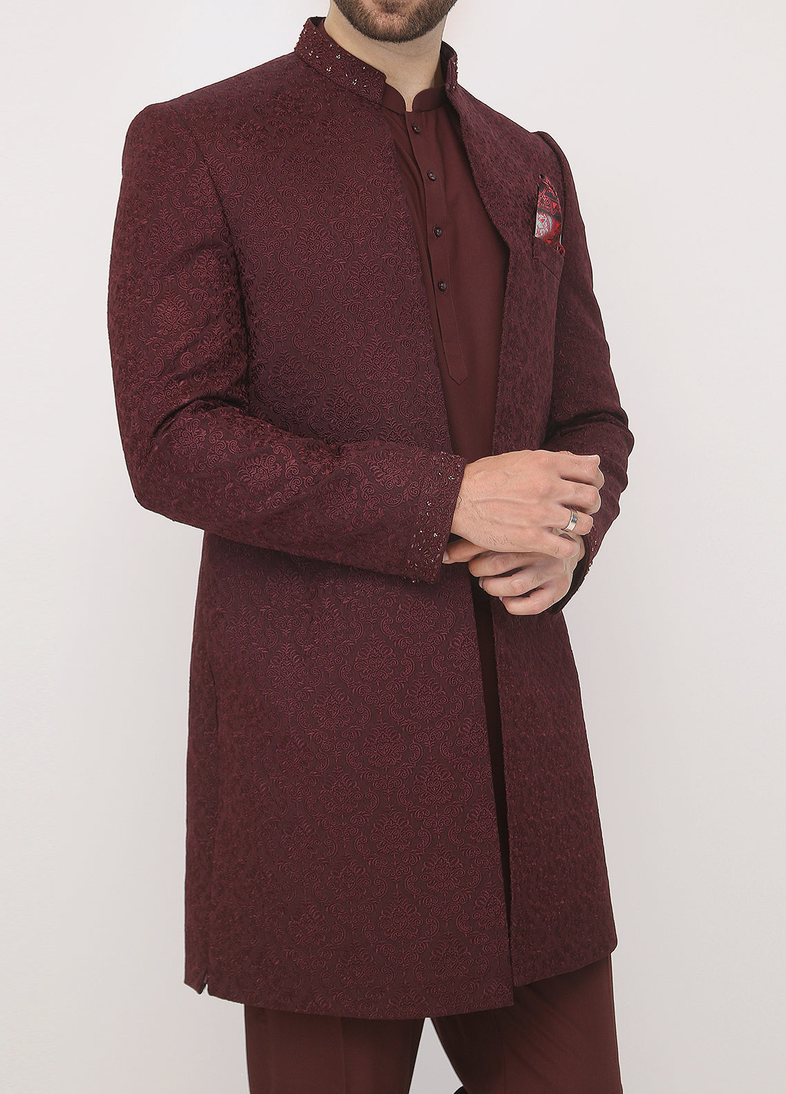 Mehroon Sherwani for Grooms
