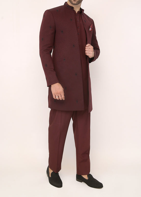 Mehroon Sherwani for Grooms
