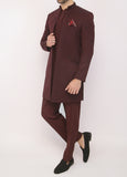 Mehroon Wedding Sherwani
