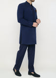 Front Open Blue Sherwani
