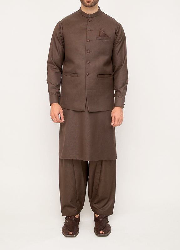 Solid Brown Waistcoat suit