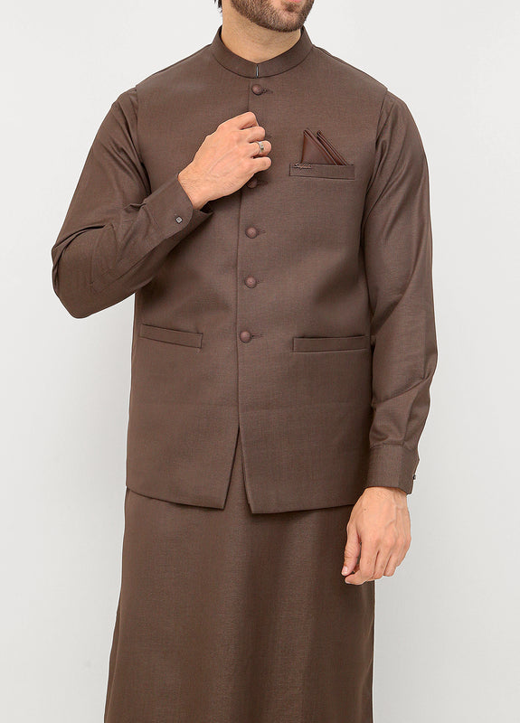 Solid Brown Waistcoat suit