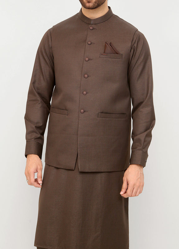 Solid Brown Waistcoat suit