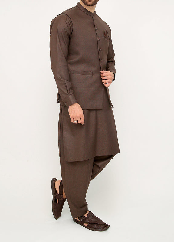 Solid Brown Waistcoat suit