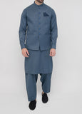 Men's Blue Formal Waistcoat Suit
