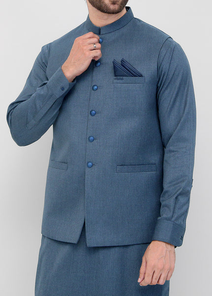 Blue Waistcoat and Trouser Set
