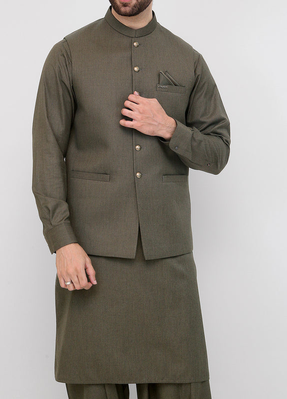 Gold Brown Waistcoat Suit for Men
