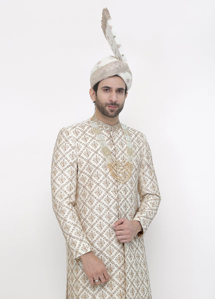 Premium Hand Work D-White Traditional Sherwani