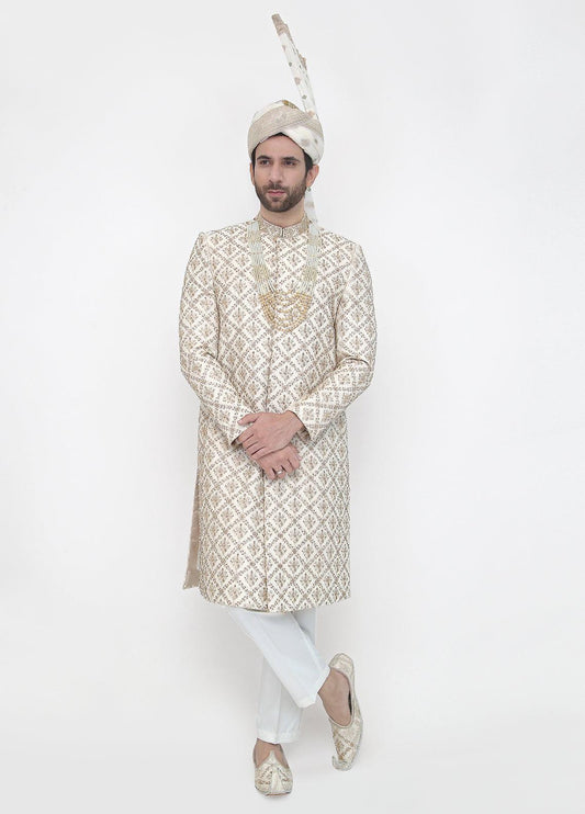 White Traditional Sherwani 