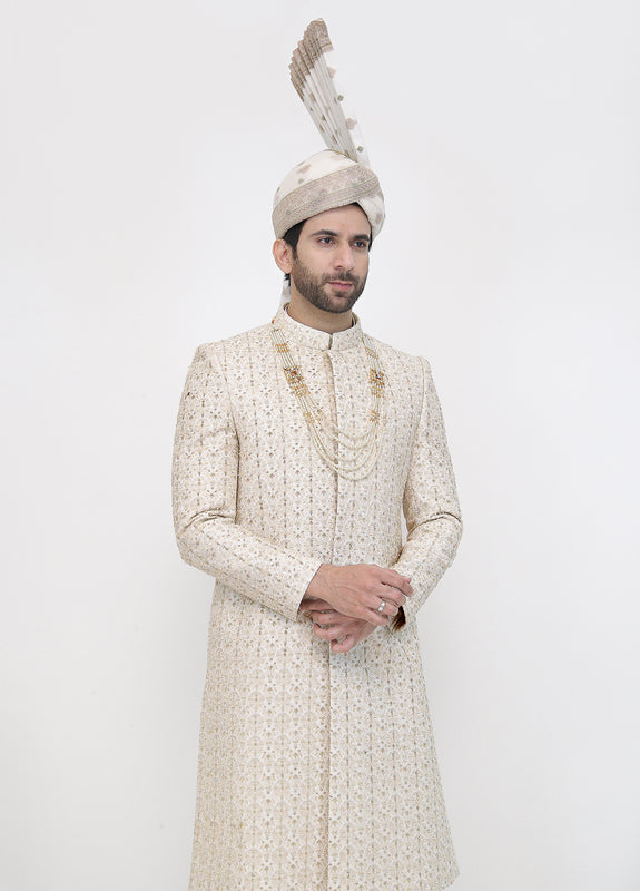 Premium Hand Work Golden Traditional Sherwani