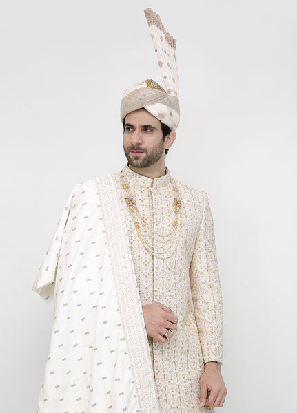 Premium Hand Work Golden Traditional Sherwani