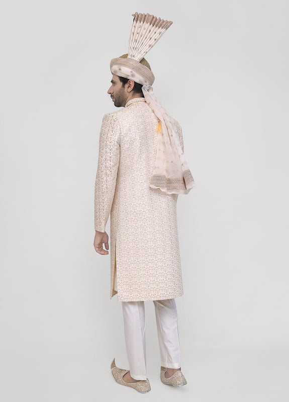 Premium Hand Work Golden Traditional Sherwani