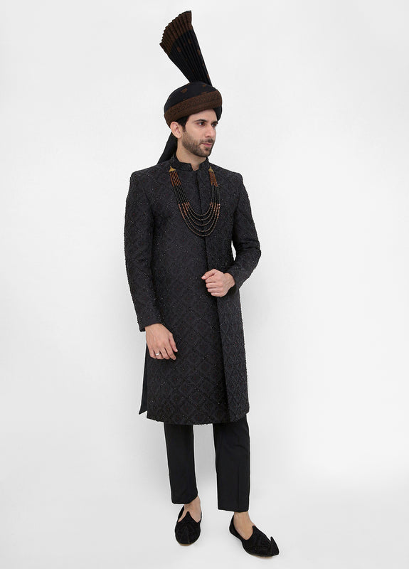 Elegant Black Sherwani -