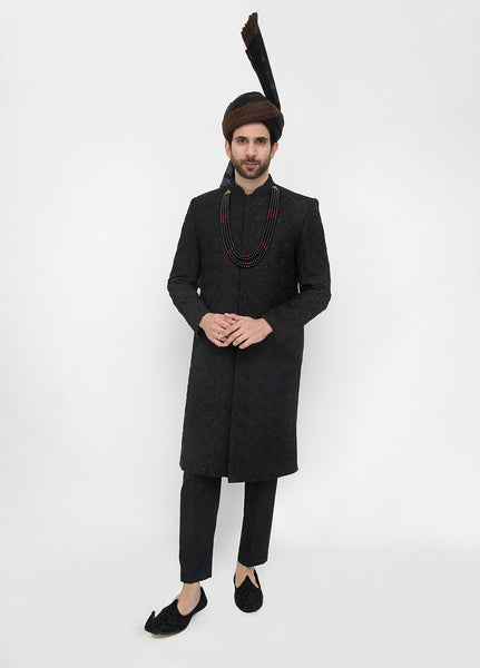 pakistani groom black sherwani