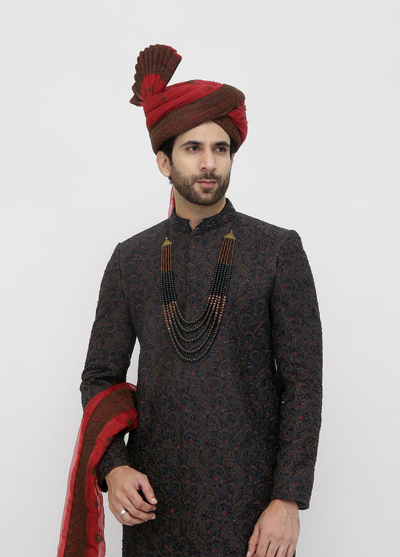 pakistani groom black sherwani